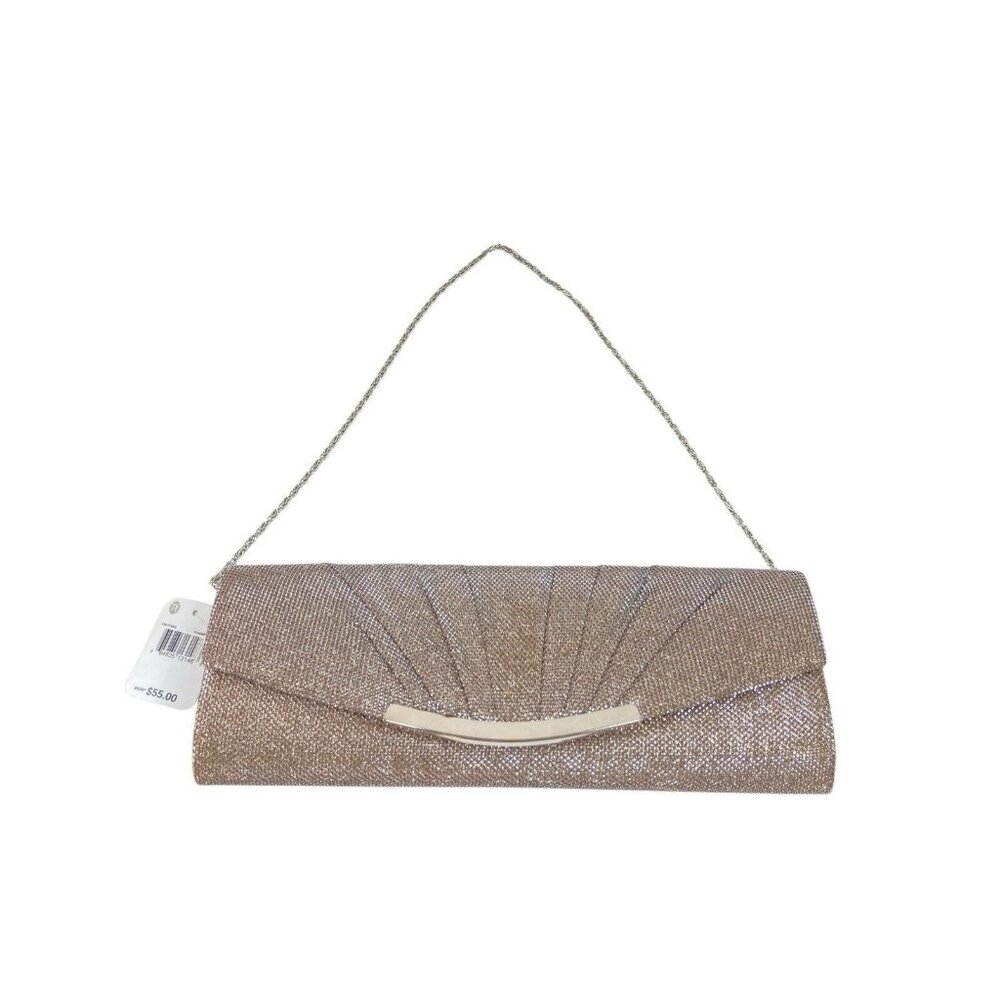 -New Jessica McClintock Baguette Purse Champagne Sparkle Party Cocktail Wedding